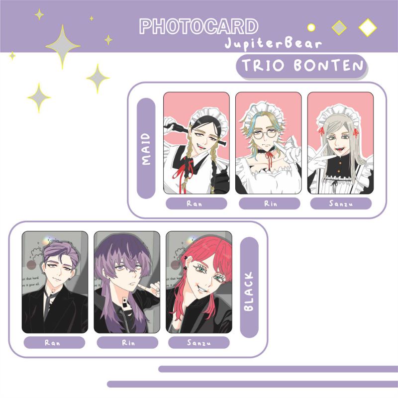 [Tokrev] Photocard art Print Trio Bonten Ran Rin Sanzu Maid Black by Juby