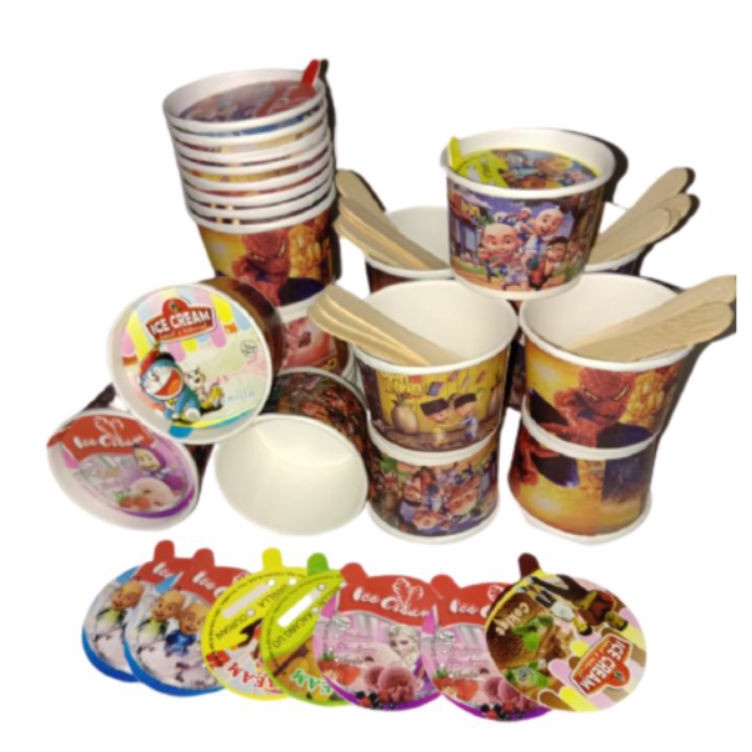 

Ready Stok CUP PAPER 50ml LENGKAP +TUTUP+SENDOK/CUP ESKRIM PAPER