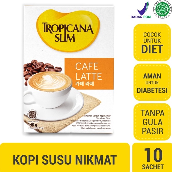 

[Terkece Se-RI] Tropicana Slim Cafe Latte 10 Sachet 14gr - Kopi Susu Nikmat Tanpa Gula Pasir