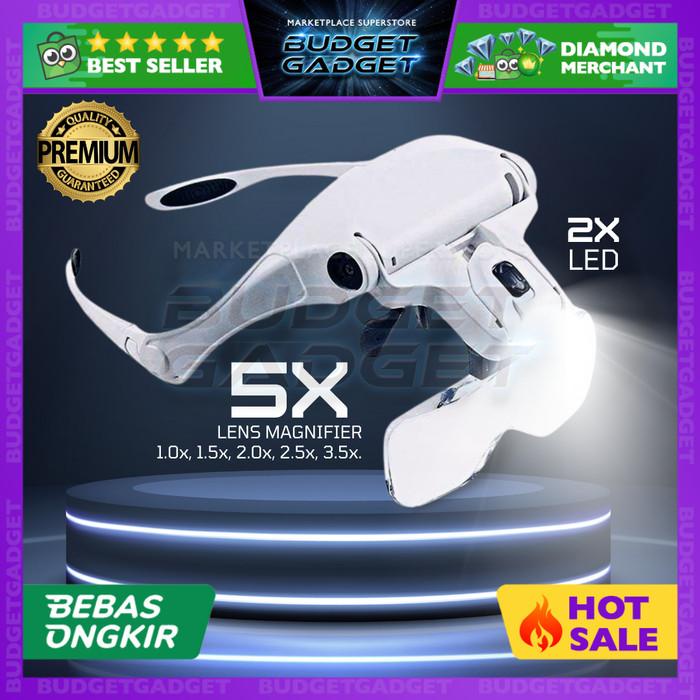 

Helm Kacamata Pembesar Reparasi Jam 5X Magnifier 2 Led