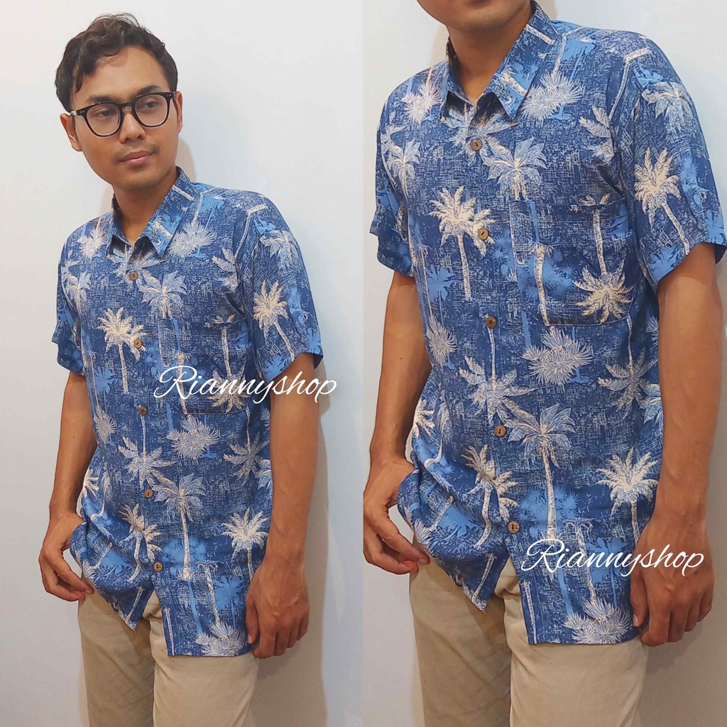 Kemeja Hawai Kemeja Pantai Pria (geser pilih motif)