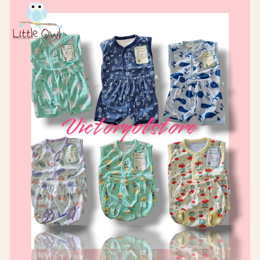 Little Owl 1 PCS Piyama / Setelan Baju Kancing Kutung + Celana Pendek / Piyama anak /Piyama bayi SNI