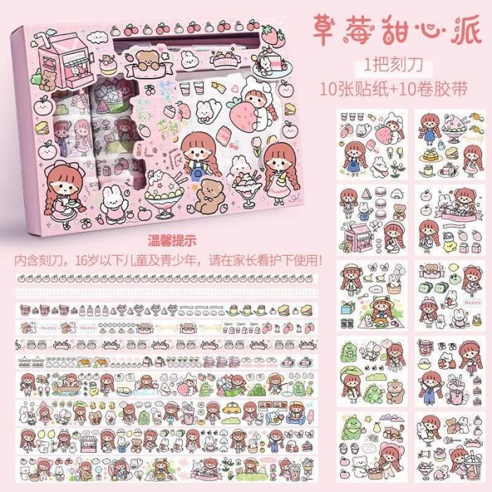 

Stiker 1 Set Box Premium Karakter Lucu + Roll Stiker + Pisau Cutter