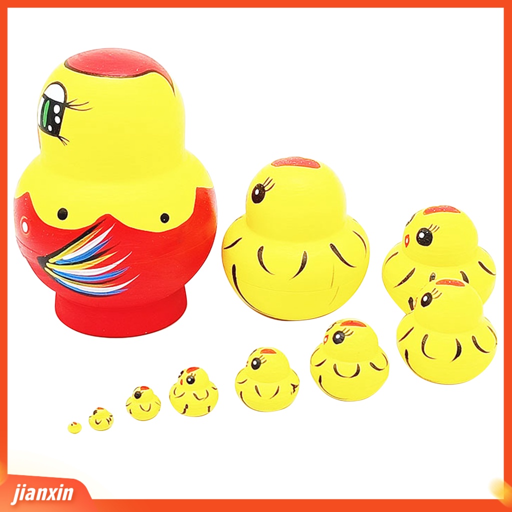 [Jianxin] Mal 1set Boneka Bersarang Indah Desain Hewan Sepuluh Lapis Kartun Anak Ayam Matrioska Mainan Untuk Anak