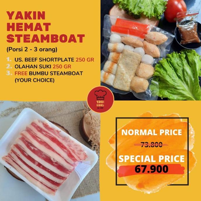 

BUNDLING BEEF US SHORTPLATE+PAKET HEMAT STEAMBOAT FREE BUMBU STEAMBOAT