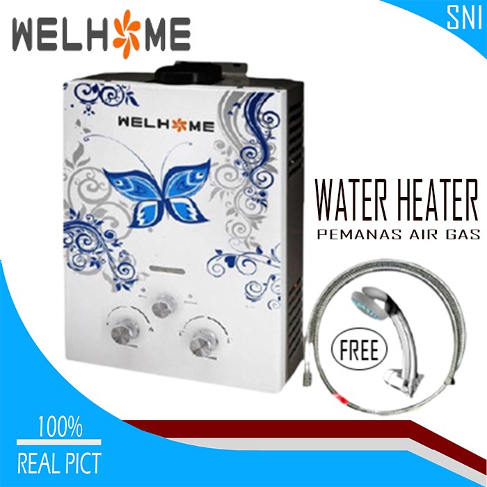 WELHOME WATER HEATER PEMANAS AIR GAS GWH 6LP - BONUS Shower