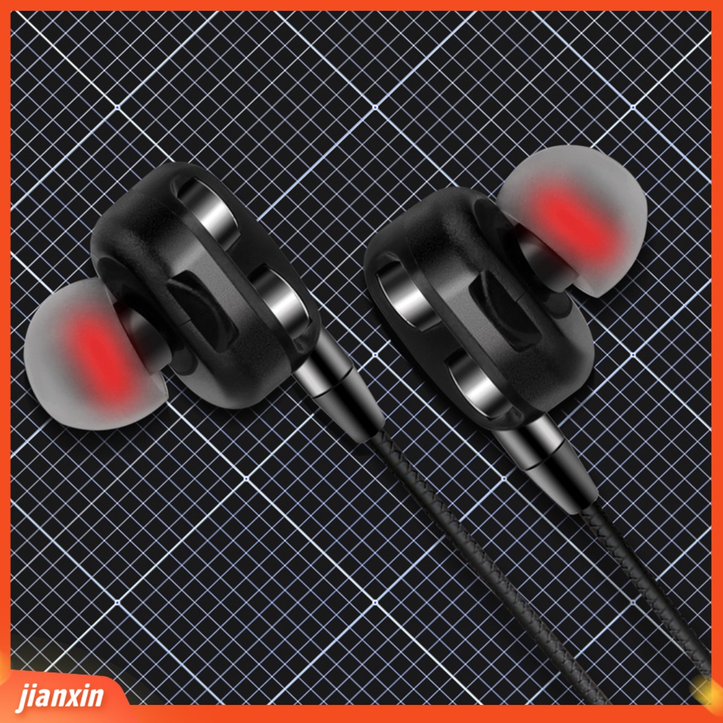 [Jianxin] Earphone Sport Model In-ear Suara Heavy Bass HiFi Dual Driver dengan Kabel