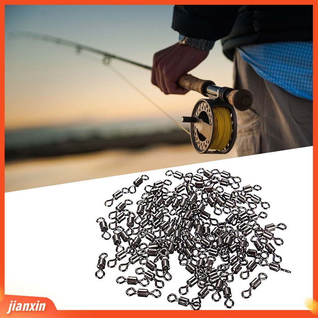 [Jianxin] 100Pcs Fishing Swivel Heavy Duty Bearing Rolling Copper Alloy Practical Fishhooks for Outdoor
