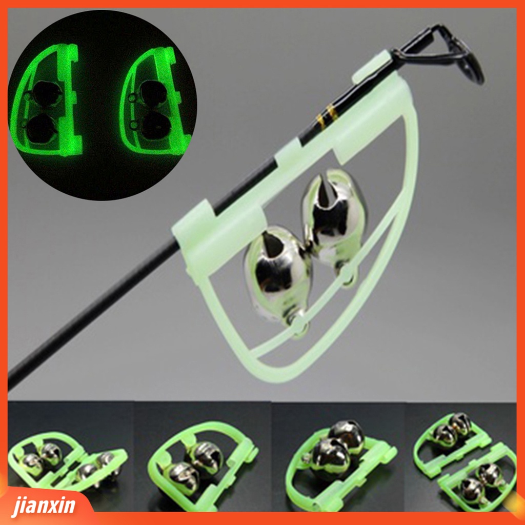 [Jianxin] 2Pcs Outdoor Night Glow Twin Bell Rings Fishing Rod Clip Bite Lure Alarm Alert