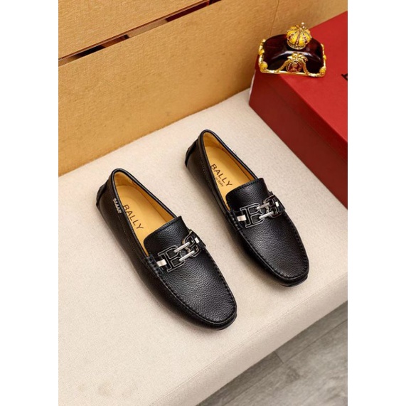 sepatu pria slip on men shoes loafer bally cowok sepatu kulit tanpa tali