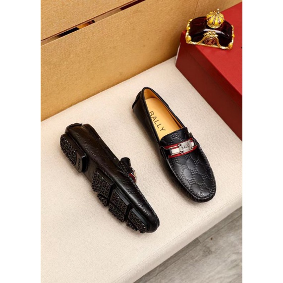 sepatu bally cowok slip on pria loafer shoes men kulit new