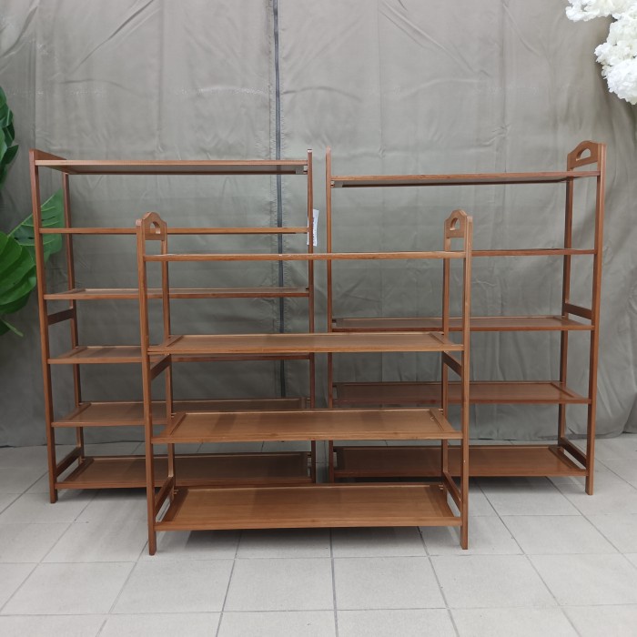 Rak Susun Bambu Tempat Sandal Sepatu Tingkat Minimalis Serbaguna A001 -Sherlyashope