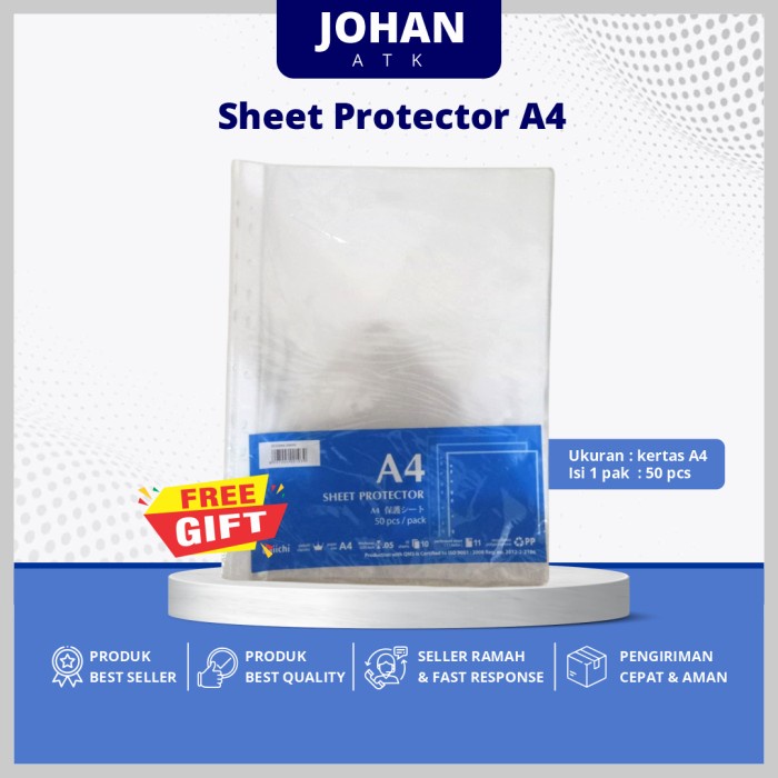 

Terlaris Sheet Protector A4 / Pp Pocket Daiichi A4 / 1 Pak Isi 50 Pcs