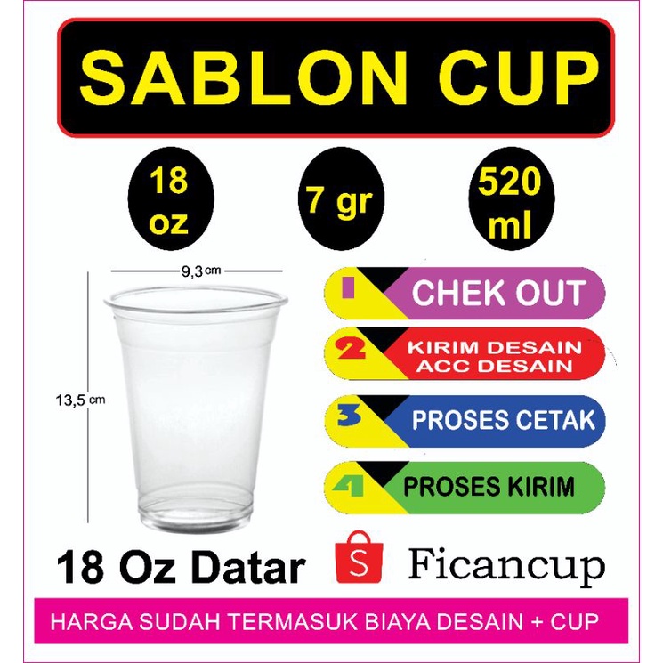 gelas cup 18 oz datar