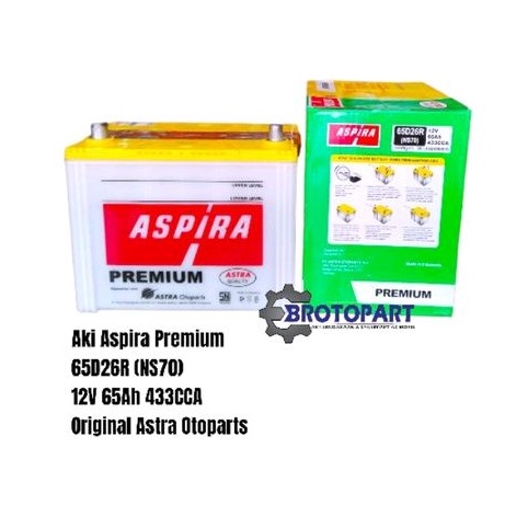 Aki Mobil Aspira Premium NS70 65D26R 65Ah Aki Basah Original Astra Otoparts
