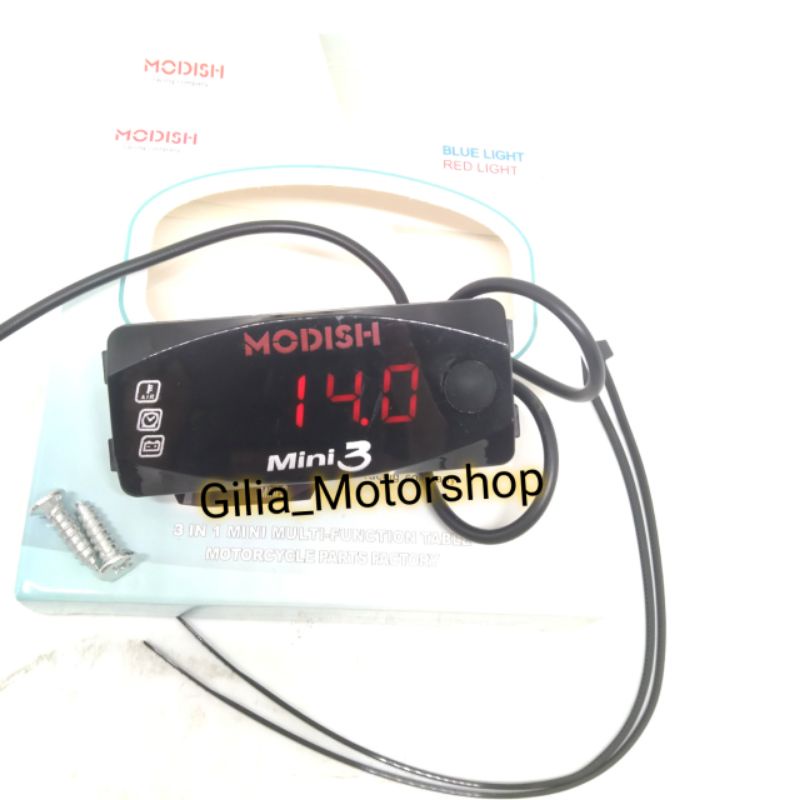 Voltmeter Modish 3 in 1 mini 3 merah Universal Motor