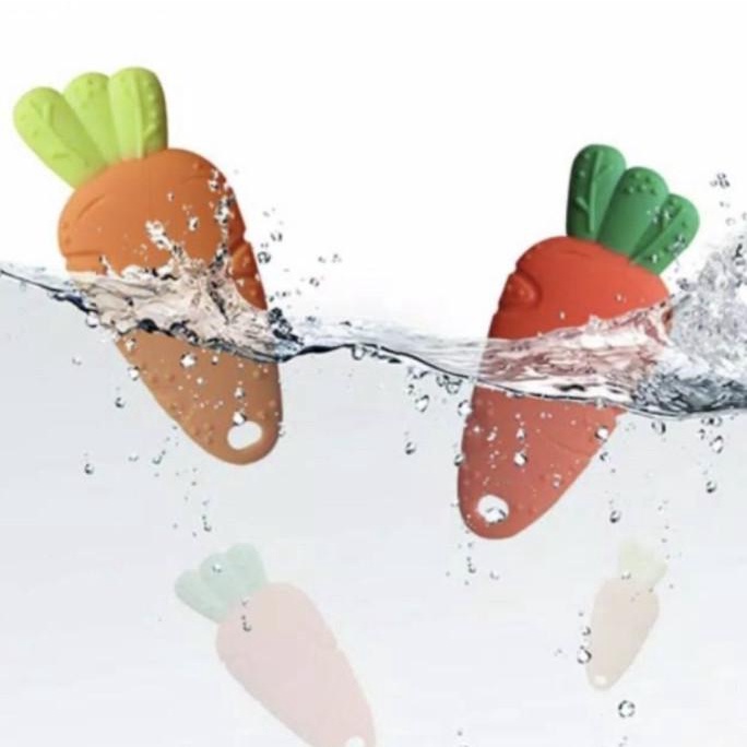 Diskon Bulan Ini Teether Bentuk Wortel Bahan Silikon - Bpa Free Untuk Bayi 3 Bulan +++