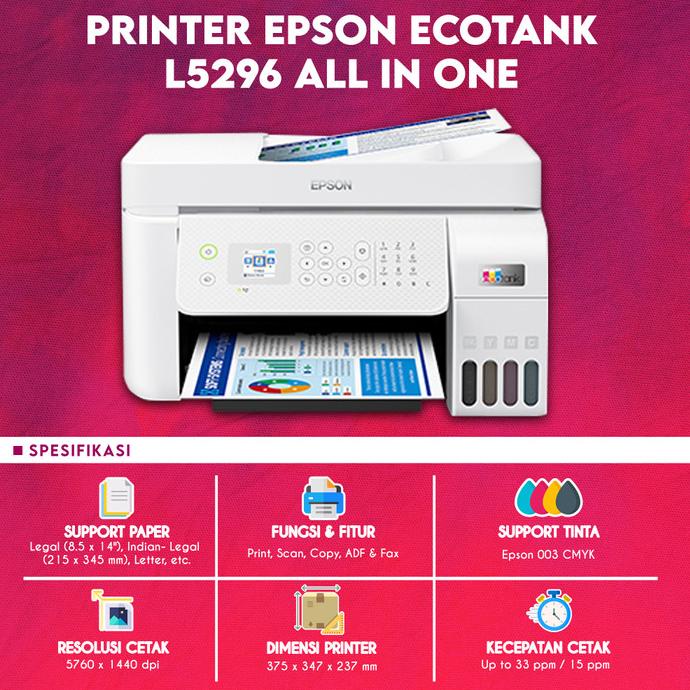 Ready Epson L5296 L5290 Pengganti L5190 Print A4 Scan F4 Wifi Adf Original