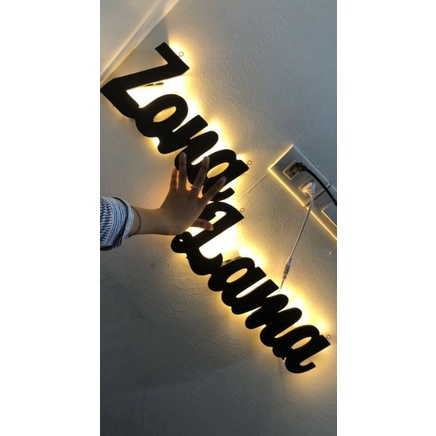 huruf timbul 3d lampu led nyala hiasan dinding kamar