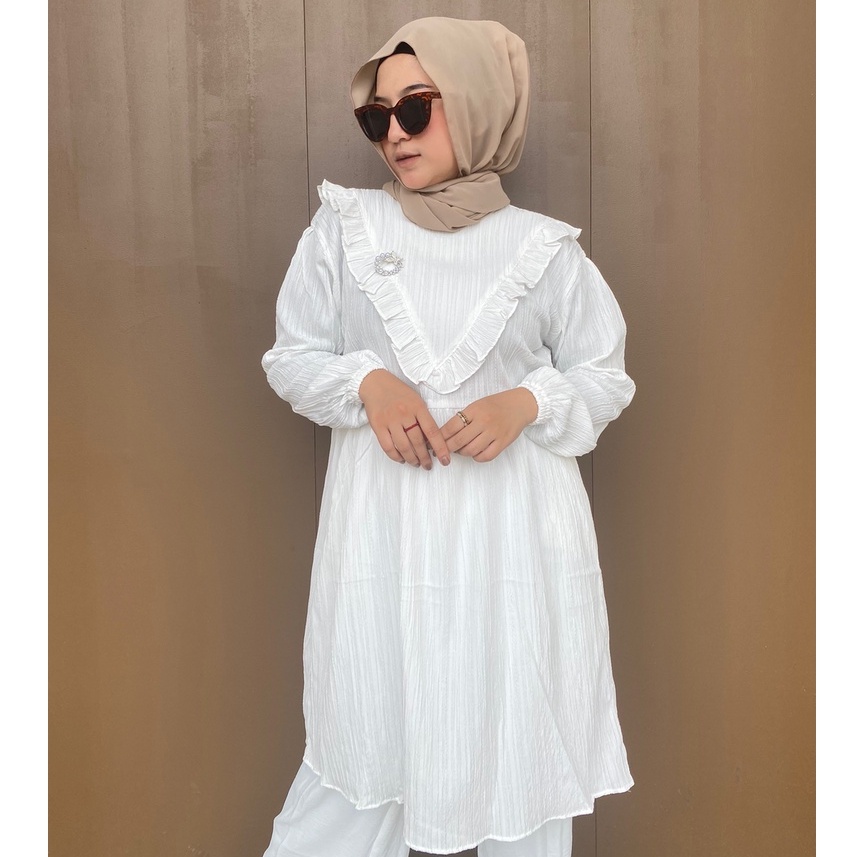 RAABIHA Alana Tunik Ruffle l Tunik Kekinian l Blouse Tunik Ruffle