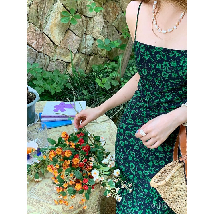 [✅BISA COD] #Sisjuly# Gaun wanita / Gaun panjang suspender wanita / gaun ramping bunga Prancis baru