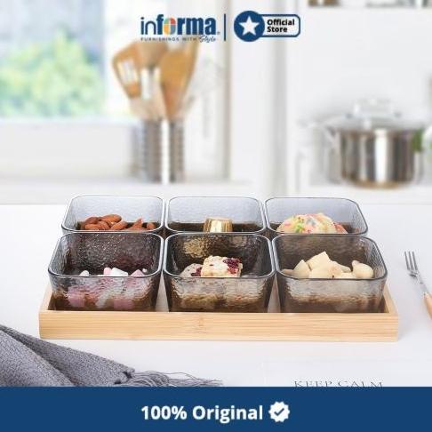 Informa - Appetite Set 7 Pcs Eloise Wadah Saji Dengan Nampan - Abu-Abu