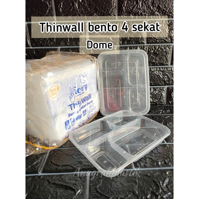 Thinwall Bento Sekat 4 Dome / Thinwall Sekat