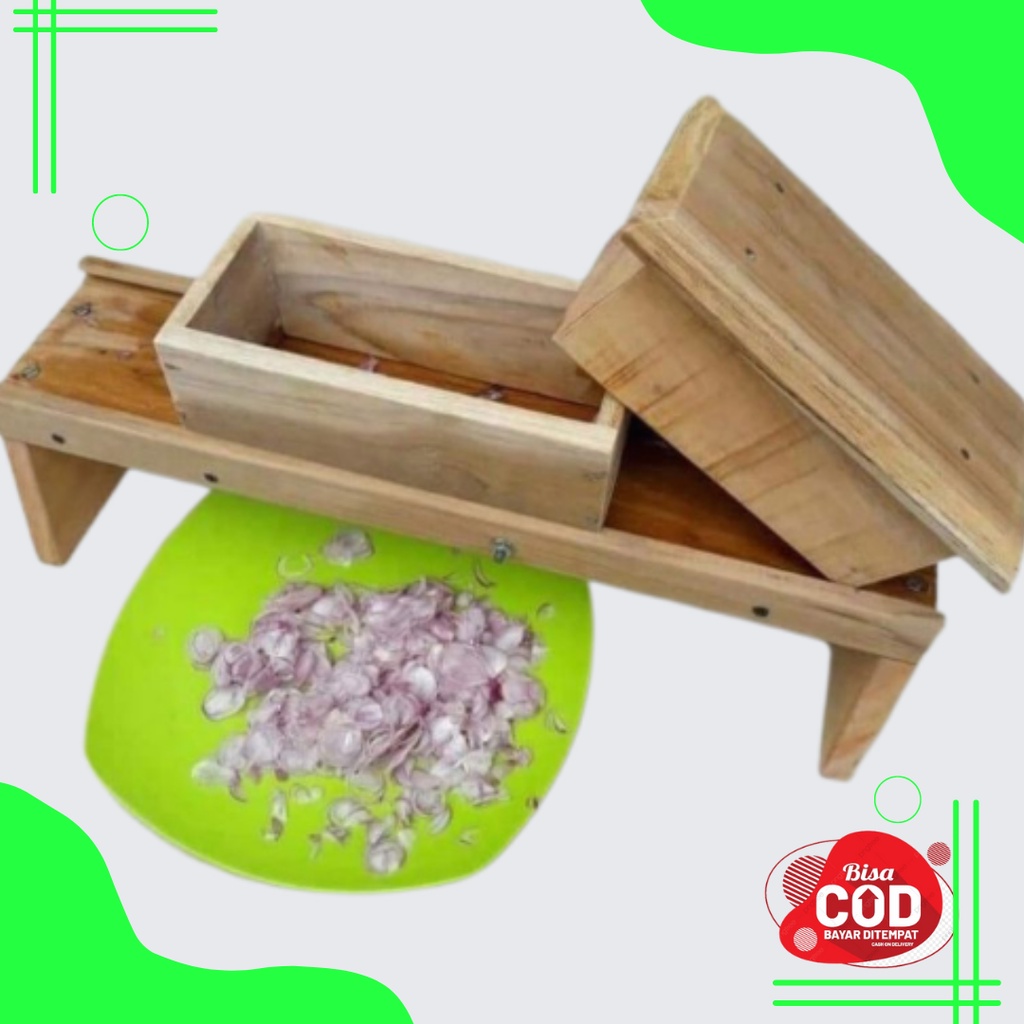 PEMOTONG BAWANG PENGIRIS BAWANG PENGIRIS KERIPIK PENGIRIS SERBAGUNA KAYU JATI ASLI
