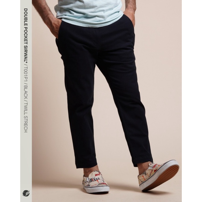 Bestseller Samase Sirwal Double Pocket T001 Sirwal Celana Pria Dewasa Hitam Twill