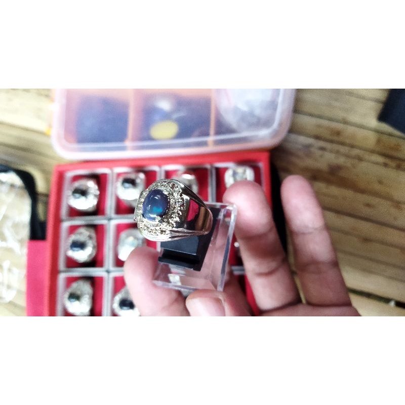 Cincin Batu Akik Kalimaya black oval