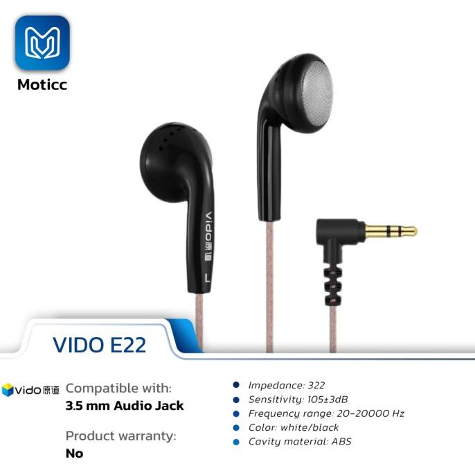 VIDO E22 Original Earbud HIFI for Audiophile Earphone Headset