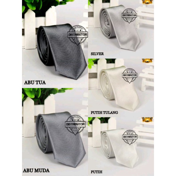 RB Dasi pria panjang polos satin uk 3 inc / 8 cm Dasi pria kantor Formal warna Abu muda