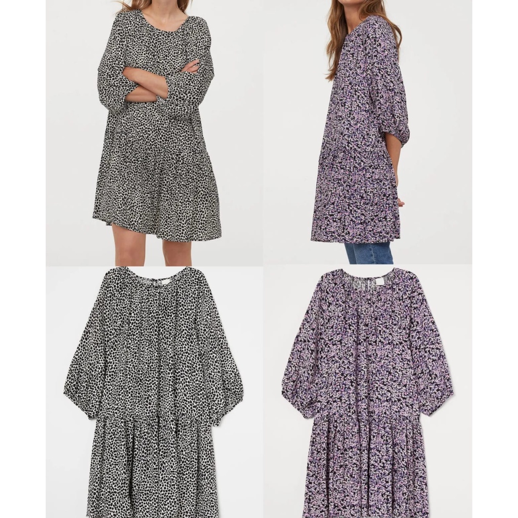 MURAH MERIAH. Mini Dress Tunik HM | Balloon Sleeved Dress | Dress Hm Wanita | Tunic Dress [HM-2557]
