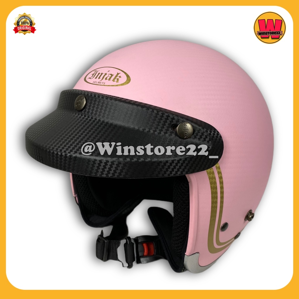 Helm Sepeda Motor Half Face Bogo Cargloss Injak Carbon Original warna Black Cream Silver PInk & Maro