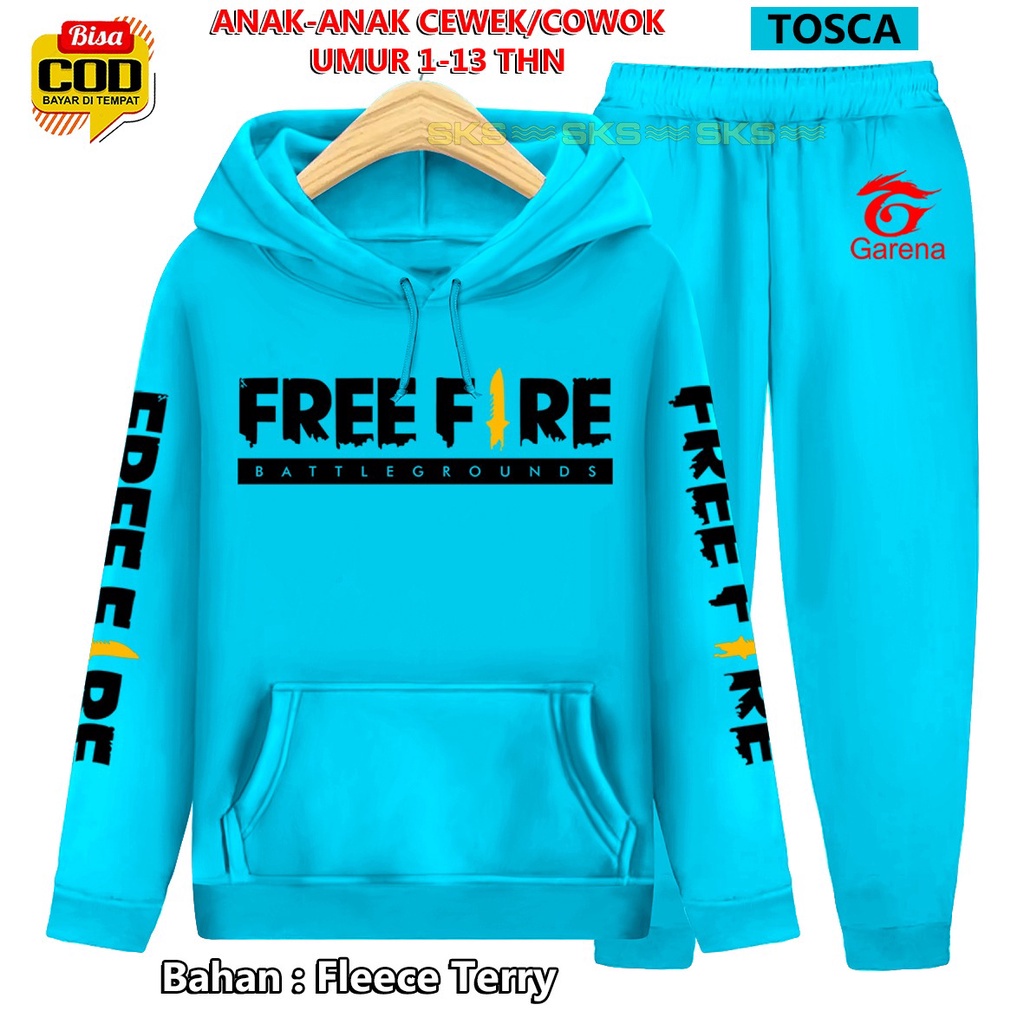D4E SETELAN ANAK FF SWEATER HOODIE SUITER/TOPI, SM 00054 SETELAN OLAHRAGA ANAK COWO CEWE SETELAN
