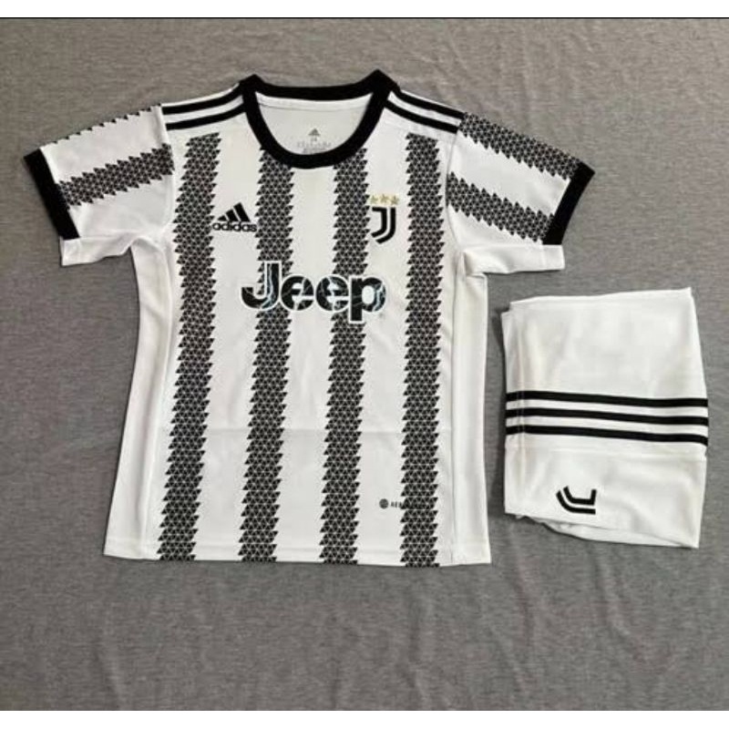NA7 T JERSEY BOLA ANAK KIDS JUVENTUS HOME 2022/2023 HITAM PUTIH PETIR BAJU ANAK + CELANA 22/23 GRADE