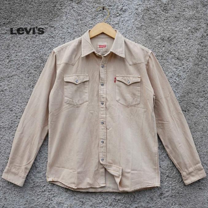 Terlaris KEMEJA LEVIS JEANS Classic - Kemeja Lengan Panjang Pria Original Beige SALE