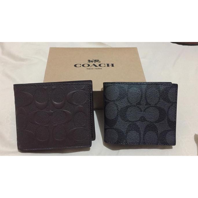 Dompet Cowok Coach Original / Men Wallet Compact ID Black C Signature