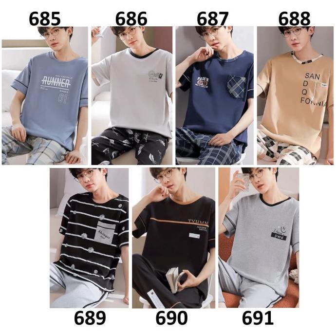 Terlaris Piyama Pria Baju Tidur Pria Lengan Pendek Celana Panjang Original