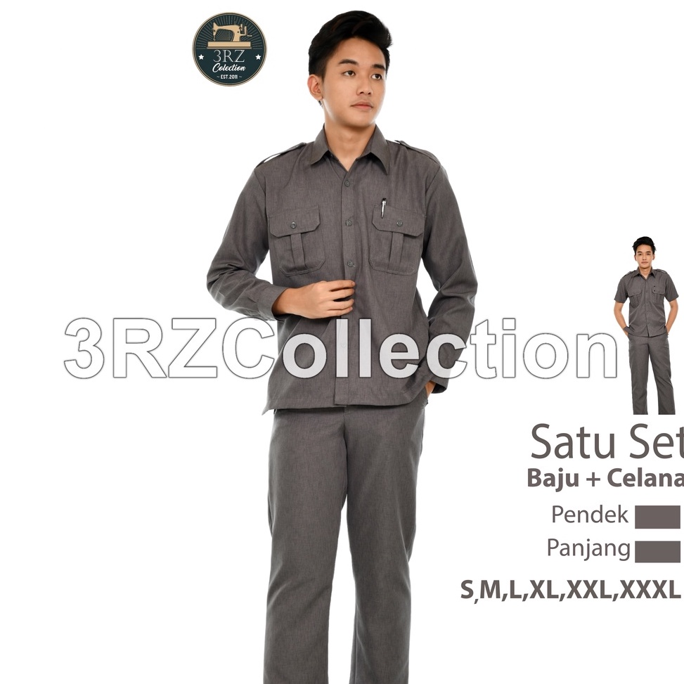 Terlarisss.. Seragam Dinas Pria Baju Dinas Abu Abu Baju Seragam Abu Tua Kerja Kantor Pria Seragam PN