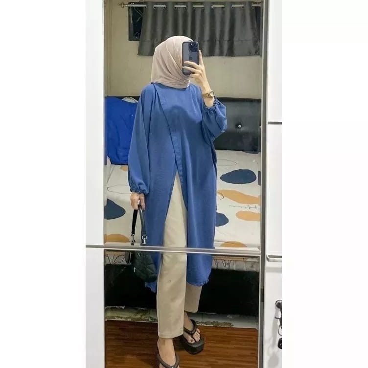 5.5 COD Orimoza Tunik Crinkle Lengan Balon Arabell
