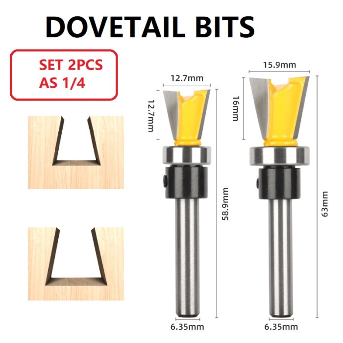 Terlaris Mata Profil Dovetail Router Bit Slot Woodworking Joint