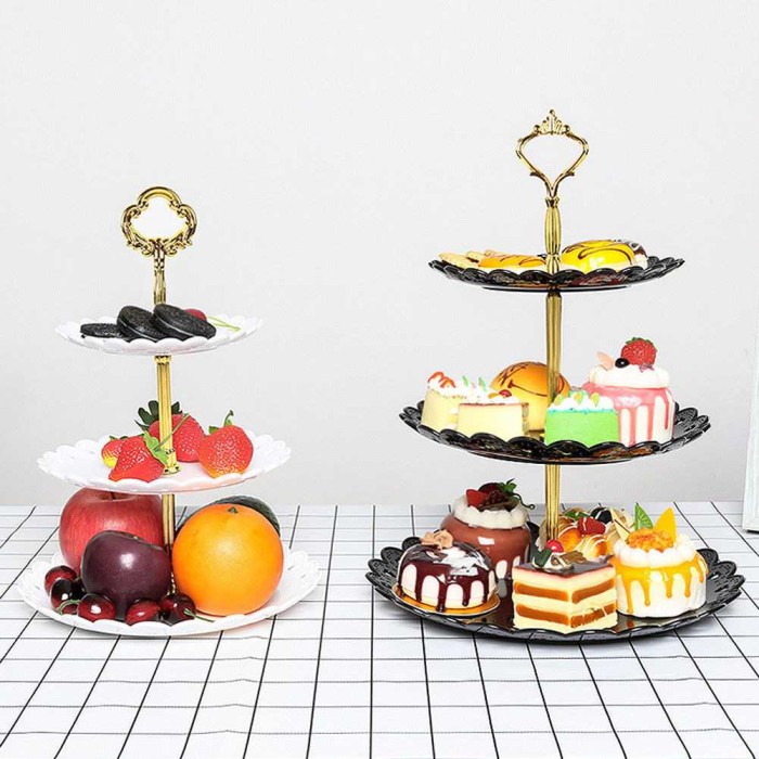 Terlaris Nampan Gold Cake Tier / Rak Susun Kue Roti 2 & 3 Tingkat / Piring Kue