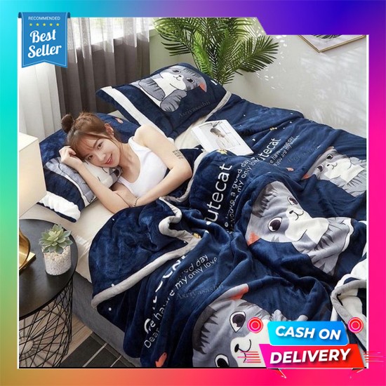 Selimut Bulu Lembut Tebal Musim Dingin Korea Motif Aesthetic Terbaru 2 Codd&Z Selimut Bulu Dewasa
