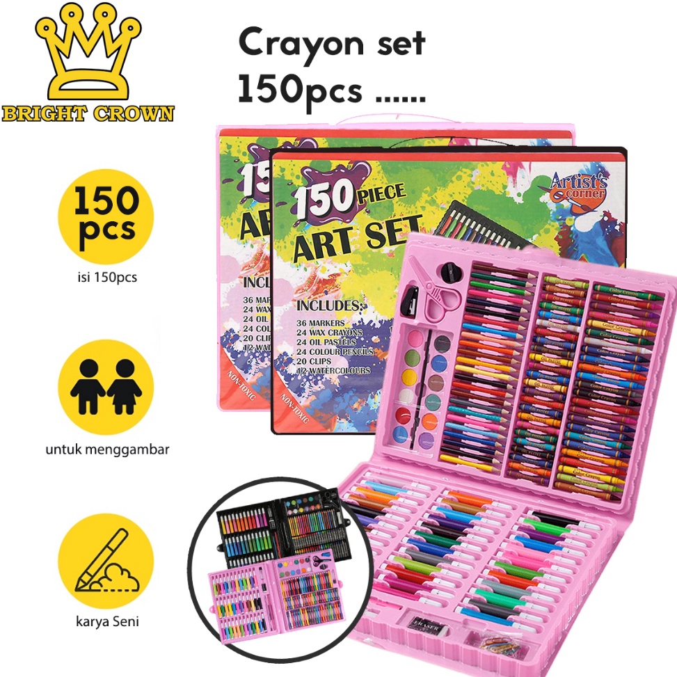 

Terdepan Bright Crown Pensil Warna Crayon set isi 150 pcs Crayon Mewarnai (Alat Menggambar atau Mewarnai)