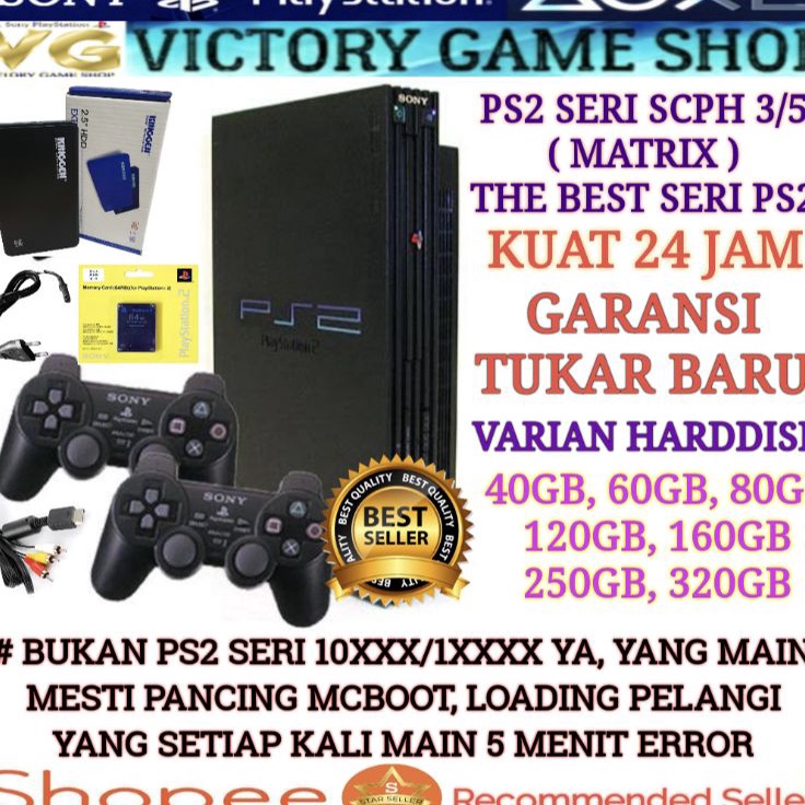 Buruan Beli PS2/ PS 2/ PLAYSTATION 2/ PS2 SERI 3/5 MATRIX/ SISTEM HARDDISK FULL GAME SIAP MAIN Model
