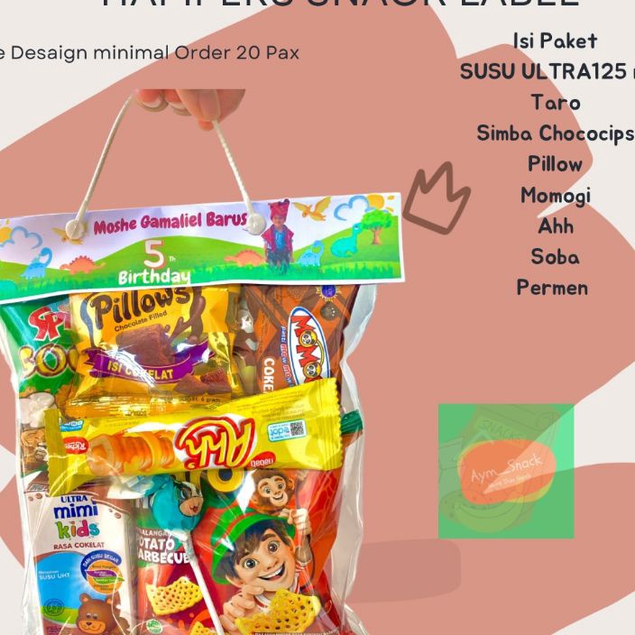 

✓ HAMPERS ULANG TAHUN LABEL KARAKTER CUSTOM PAKET ULANG TAHUN LABEL PAKET SNACK ULTAH LABEL MURAH