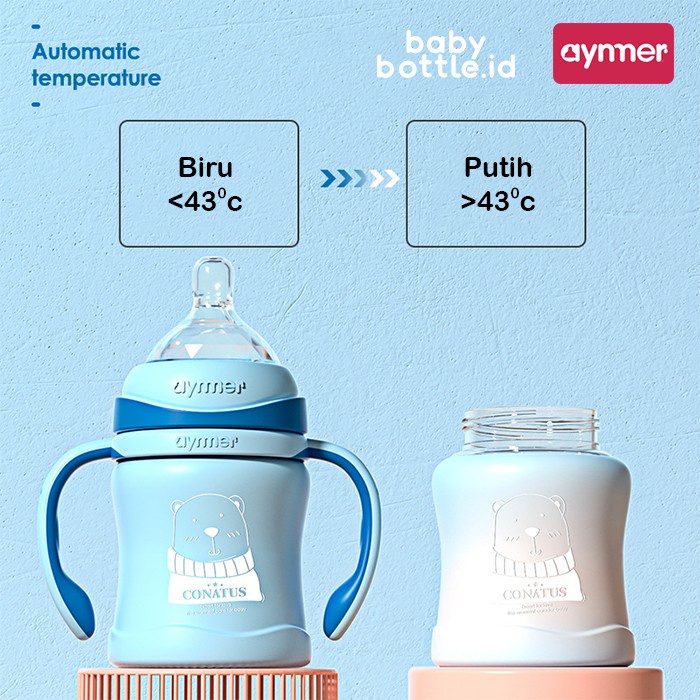 Aynmer Borosilicate Glass Free Sikat Botol Susu Bayi Kaca Wide Neck
