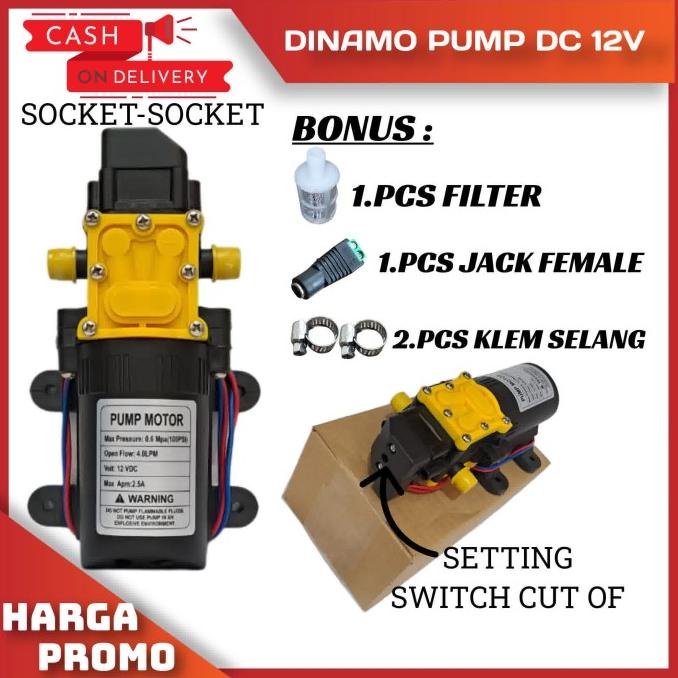 Terbaik Pompa Air Dc 12V / Dinamo Pompa Sprayer / Cuci Mobil / Motor / Cut Of Terbaik