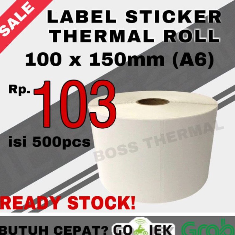 

Promo KERTAS LABEL THERMAL 100x150 sticker BARCODE ukuran A6 100 x 150